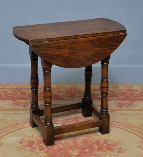 ANTIQUE 17TH CENTURY STYLE OAK DROPLEAF SIDE OCCASIONAL TABLE - ADDITIONAL PHOTO 7