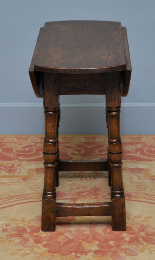 ANTIQUE 17TH CENTURY STYLE OAK DROPLEAF SIDE OCCASIONAL TABLE - ADDITIONAL PHOTO 9