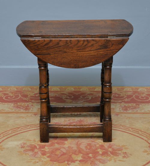 ANTIQUE 17TH CENTURY STYLE OAK DROPLEAF SIDE OCCASIONAL TABLE - ADDITIONAL PHOTO 11