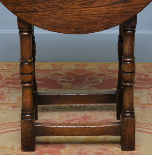 ANTIQUE 17TH CENTURY STYLE OAK DROPLEAF SIDE OCCASIONAL TABLE - ADDITIONAL PHOTO 12
