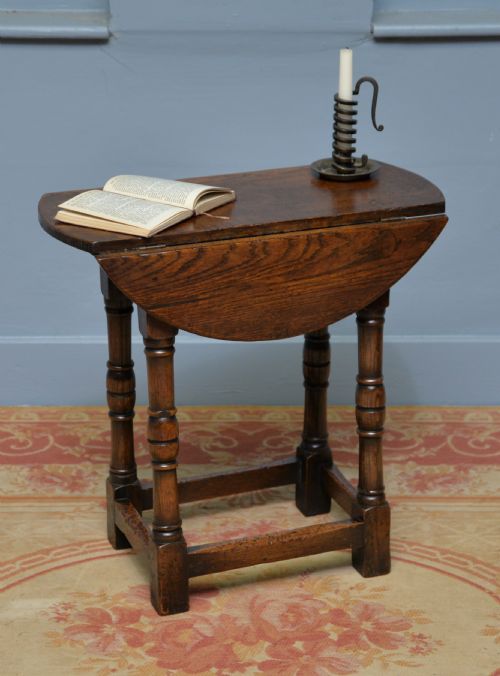 ANTIQUE 17TH CENTURY STYLE OAK DROPLEAF SIDE OCCASIONAL TABLE - ADDITIONAL PHOTO 13