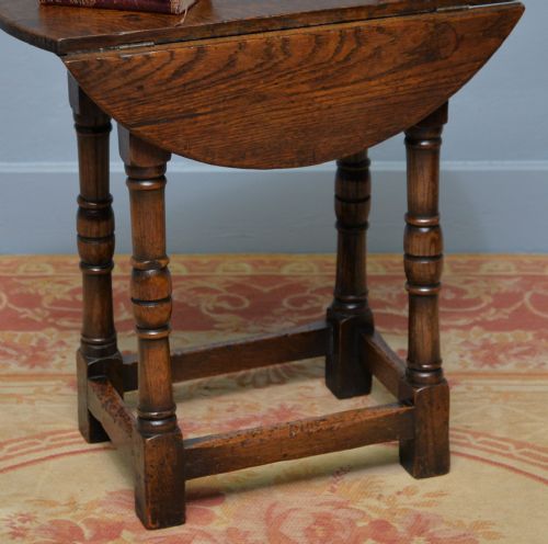 ANTIQUE 17TH CENTURY STYLE OAK DROPLEAF SIDE OCCASIONAL TABLE - ADDITIONAL PHOTO 14