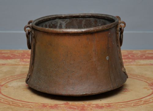 LARGE ANTIQUE 19TH CENTURY COPPER LOG BIN CAULDRON - ADDITIONAL PHOTO 9