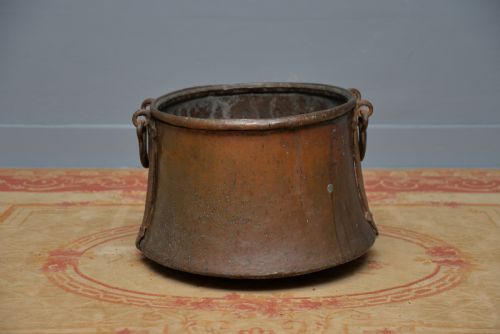 LARGE ANTIQUE 19TH CENTURY COPPER LOG BIN CAULDRON - ADDITIONAL PHOTO 10