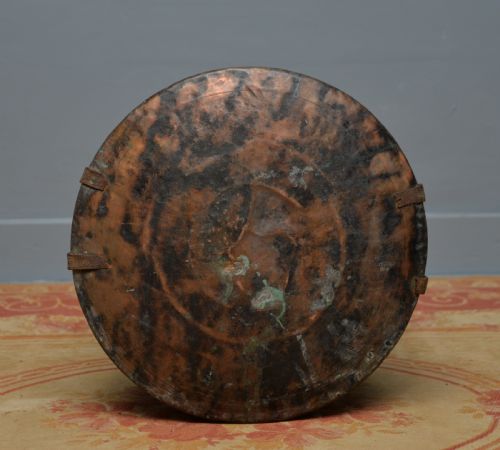 LARGE ANTIQUE 19TH CENTURY COPPER LOG BIN CAULDRON - ADDITIONAL PHOTO 13
