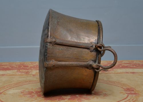 LARGE ANTIQUE 19TH CENTURY COPPER LOG BIN CAULDRON - ADDITIONAL PHOTO 16