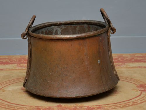 LARGE ANTIQUE 19TH CENTURY COPPER LOG BIN CAULDRON - ADDITIONAL PHOTO 17