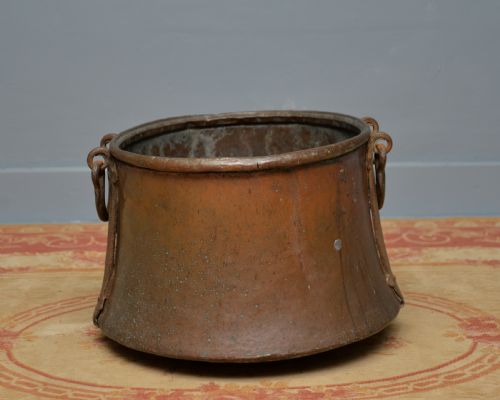 LARGE ANTIQUE 19TH CENTURY COPPER LOG BIN CAULDRON - ADDITIONAL PHOTO 19