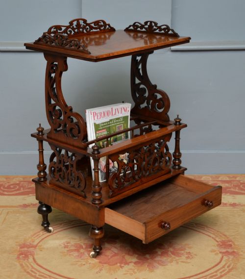 ELEGANT VICTORIAN BURR WALNUT CANTERBURY WHATNOT TABLE - ADDITIONAL PHOTO 1