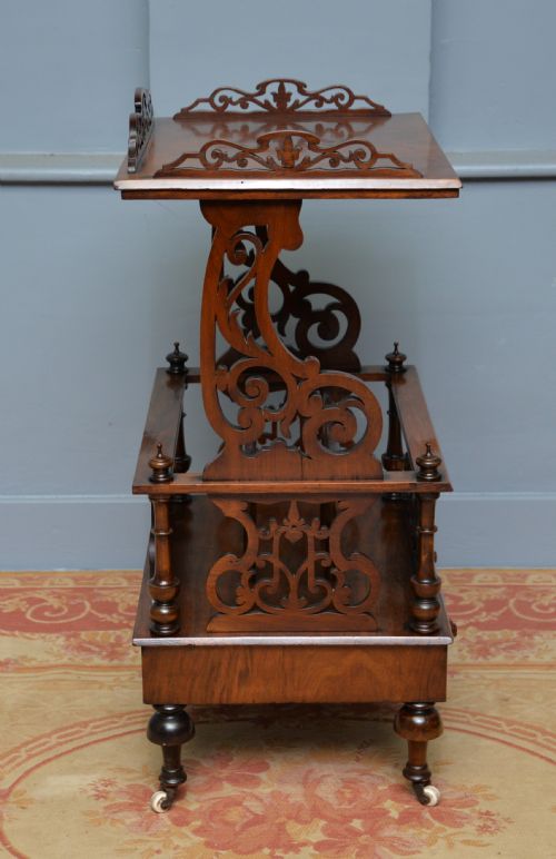 ELEGANT VICTORIAN BURR WALNUT CANTERBURY WHATNOT TABLE - ADDITIONAL PHOTO 4