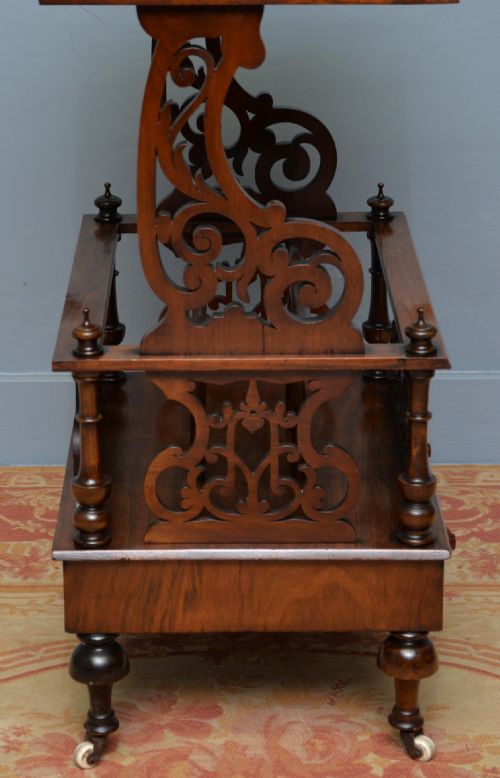 ELEGANT VICTORIAN BURR WALNUT CANTERBURY WHATNOT TABLE - ADDITIONAL PHOTO 5