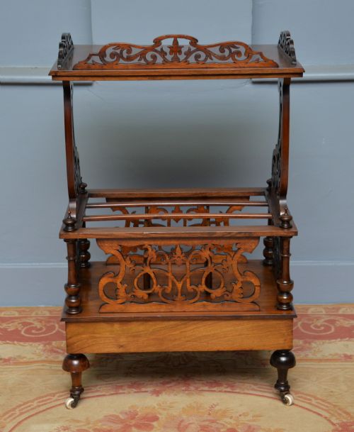 ELEGANT VICTORIAN BURR WALNUT CANTERBURY WHATNOT TABLE - ADDITIONAL PHOTO 7