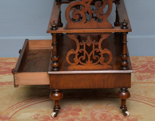 ELEGANT VICTORIAN BURR WALNUT CANTERBURY WHATNOT TABLE - ADDITIONAL PHOTO 9