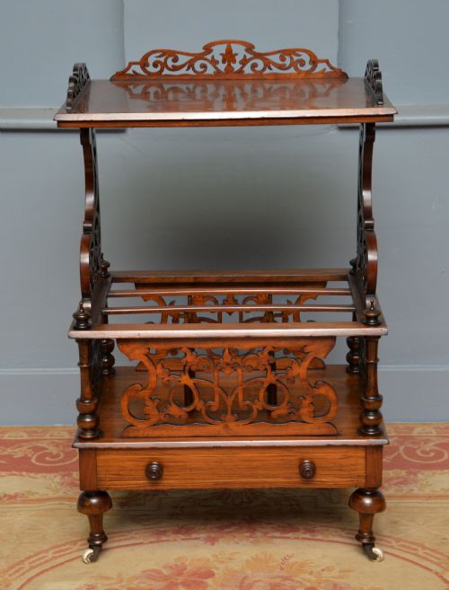 ELEGANT VICTORIAN BURR WALNUT CANTERBURY WHATNOT TABLE - ADDITIONAL PHOTO 10