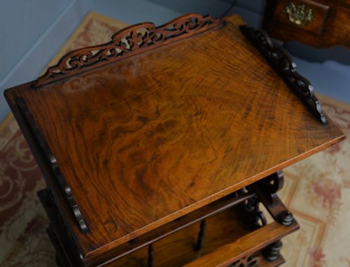 ELEGANT VICTORIAN BURR WALNUT CANTERBURY WHATNOT TABLE - ADDITIONAL PHOTO 12
