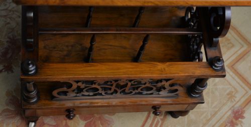 ELEGANT VICTORIAN BURR WALNUT CANTERBURY WHATNOT TABLE - ADDITIONAL PHOTO 13