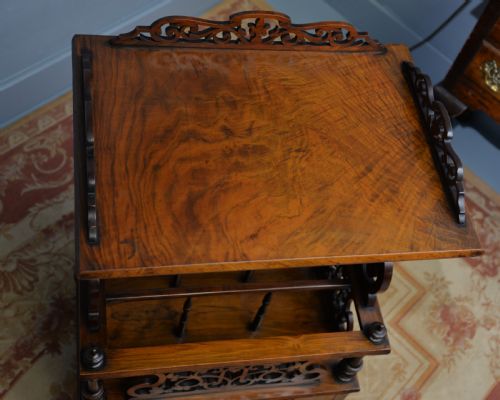 ELEGANT VICTORIAN BURR WALNUT CANTERBURY WHATNOT TABLE - ADDITIONAL PHOTO 14
