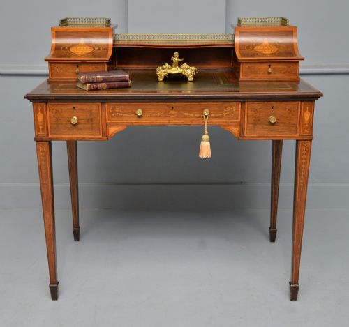 SHERATON REVIVAL INLAID ROSEWOOD LADIES WRITING TABLE DESK - ADDITIONAL PHOTO 1
