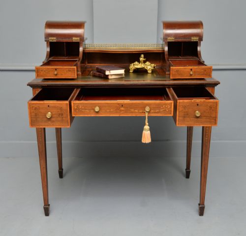 SHERATON REVIVAL INLAID ROSEWOOD LADIES WRITING TABLE DESK - ADDITIONAL PHOTO 2