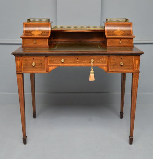 SHERATON REVIVAL INLAID ROSEWOOD LADIES WRITING TABLE DESK - ADDITIONAL PHOTO 3