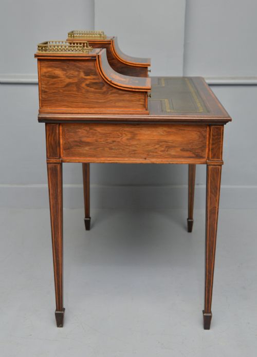 SHERATON REVIVAL INLAID ROSEWOOD LADIES WRITING TABLE DESK - ADDITIONAL PHOTO 6
