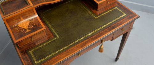 SHERATON REVIVAL INLAID ROSEWOOD LADIES WRITING TABLE DESK - ADDITIONAL PHOTO 14