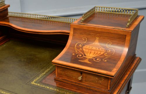 SHERATON REVIVAL INLAID ROSEWOOD LADIES WRITING TABLE DESK - ADDITIONAL PHOTO 17