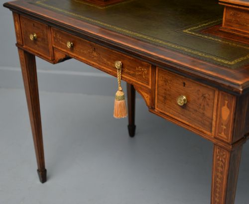 SHERATON REVIVAL INLAID ROSEWOOD LADIES WRITING TABLE DESK - ADDITIONAL PHOTO 18