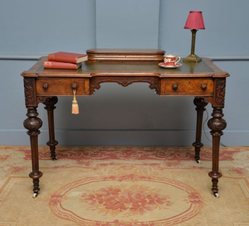 ELEGANT VICTORIAN BURR WALNUT LADIES WRITING TABLE DESK - ADDITIONAL PHOTO 3