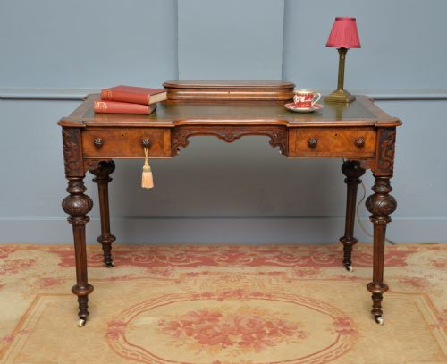 ELEGANT VICTORIAN BURR WALNUT LADIES WRITING TABLE DESK - ADDITIONAL PHOTO 7