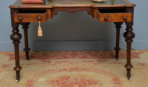 ELEGANT VICTORIAN BURR WALNUT LADIES WRITING TABLE DESK - ADDITIONAL PHOTO 9