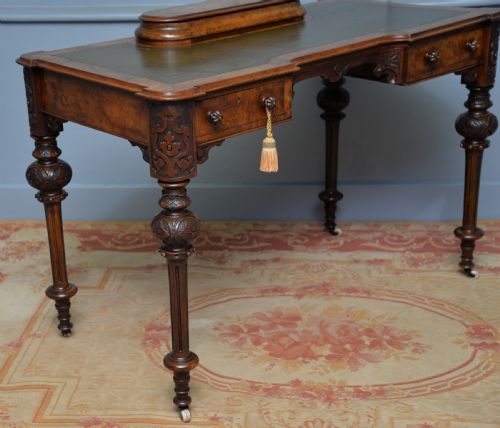 ELEGANT VICTORIAN BURR WALNUT LADIES WRITING TABLE DESK - ADDITIONAL PHOTO 13