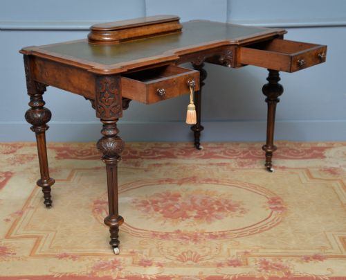 ELEGANT VICTORIAN BURR WALNUT LADIES WRITING TABLE DESK - ADDITIONAL PHOTO 14