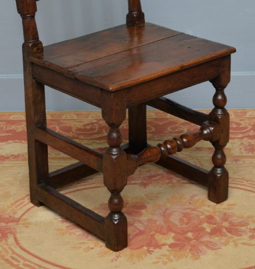 CHARMING 17TH CENTURY CARVED OAK SIDE CHAIR - ADDITIONAL PHOTO 1