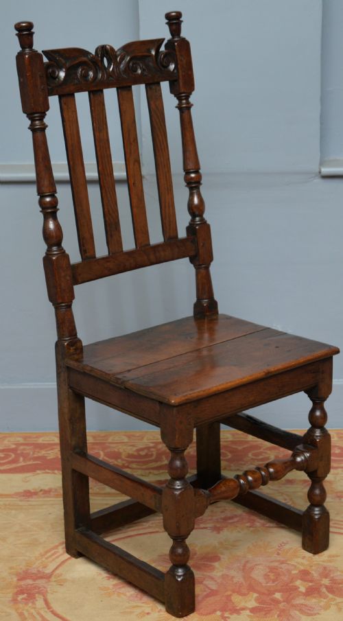 CHARMING 17TH CENTURY CARVED OAK SIDE CHAIR - ADDITIONAL PHOTO 2