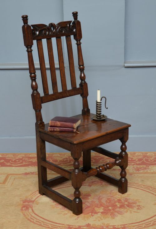 CHARMING 17TH CENTURY CARVED OAK SIDE CHAIR - ADDITIONAL PHOTO 3