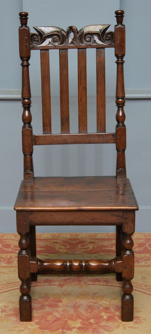 CHARMING 17TH CENTURY CARVED OAK SIDE CHAIR - ADDITIONAL PHOTO 4