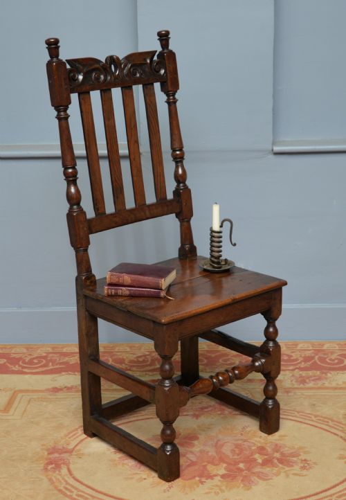 CHARMING 17TH CENTURY CARVED OAK SIDE CHAIR - ADDITIONAL PHOTO 6