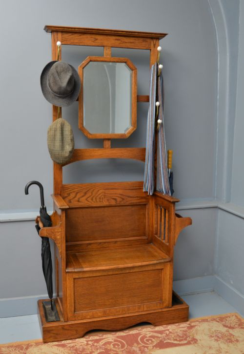 fig 1. Edwardian Mirrored Oak Coat Hall Stand