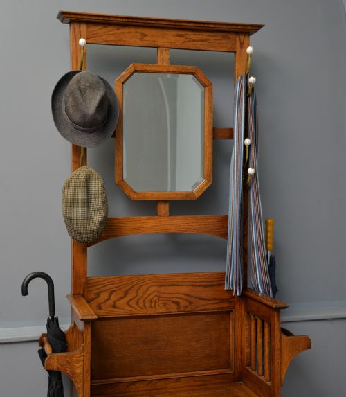 fig 2. Edwardian Mirrored Oak Coat Hall Stand