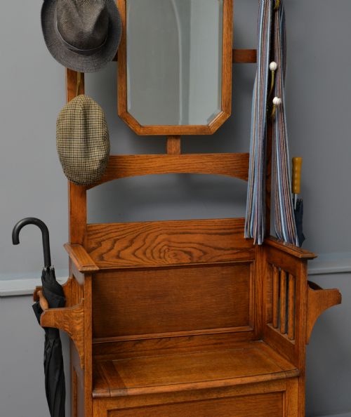 fig 3. Edwardian Mirrored Oak Coat Hall Stand