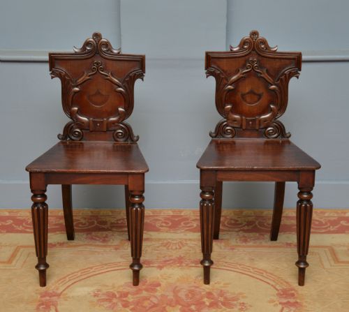 PAIR OF REGENCY GILLOWS MAHOGANY HALL CHAIRS - ADDITIONAL PHOTO 4