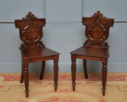 PAIR OF REGENCY GILLOWS MAHOGANY HALL CHAIRS - ADDITIONAL PHOTO 12