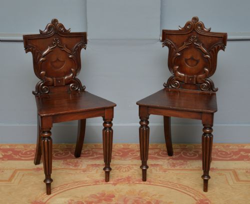 PAIR OF REGENCY GILLOWS MAHOGANY HALL CHAIRS - ADDITIONAL PHOTO 13
