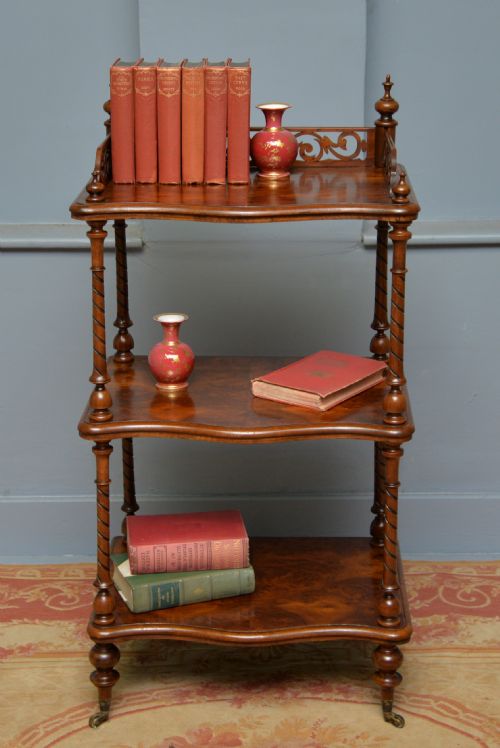 SUPERB VICTORIAN BURR WALNUT WHATNOT SHELVES - ADDITIONAL PHOTO 1