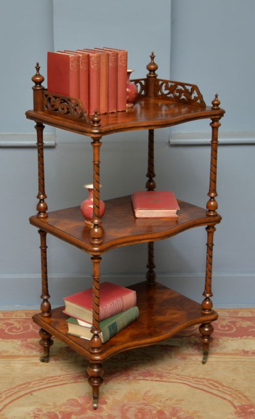 SUPERB VICTORIAN BURR WALNUT WHATNOT SHELVES - ADDITIONAL PHOTO 2