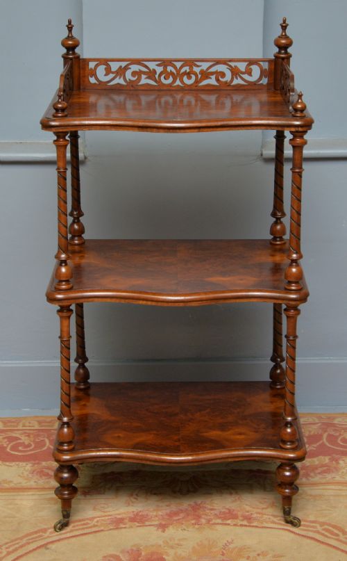 SUPERB VICTORIAN BURR WALNUT WHATNOT SHELVES - ADDITIONAL PHOTO 4