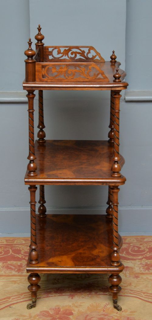 SUPERB VICTORIAN BURR WALNUT WHATNOT SHELVES - ADDITIONAL PHOTO 5