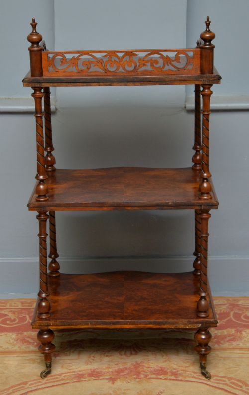 SUPERB VICTORIAN BURR WALNUT WHATNOT SHELVES - ADDITIONAL PHOTO 6