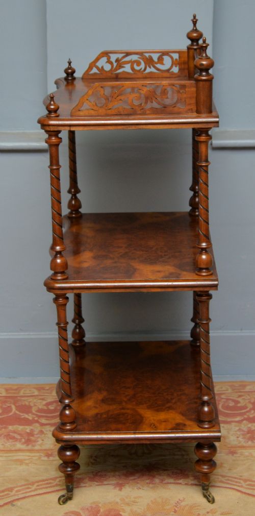 SUPERB VICTORIAN BURR WALNUT WHATNOT SHELVES - ADDITIONAL PHOTO 7